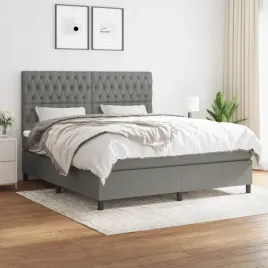 vidaxl-lozko-kontynentalne-z-materacem-ciemnoszara-tkanina-180x200-cm