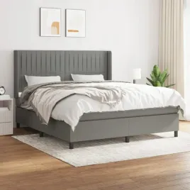 vidaxl-lozko-kontynentalne-z-materacem-ciemnoszara-tkanina-180x200-cm