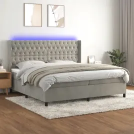 vidaxl-lozko-kontynentalne-z-materacem-i-led-szare-200x200cm-aksamit