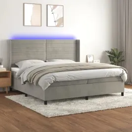 vidaxl-lozko-kontynentalne-z-materacem-i-led-szare-200x200cm-aksamit
