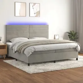 vidaxl-lozko-kontynentalne-z-materacem-i-led-szare-200x200cm-aksamit