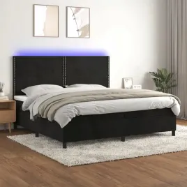 vidaxl-lozko-kontynentalne-z-materacem-i-led-czarny-aksamit-200x200cm
