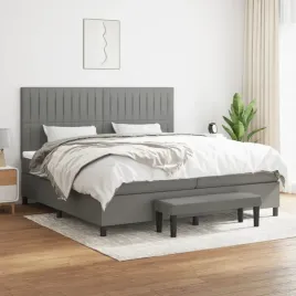 vidaxl-lozko-kontynentalne-z-materacem-ciemnoszara-tkanina-200x200-cm