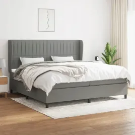 vidaxl-lozko-kontynentalne-z-materacem-ciemnoszara-tkanina-200x200-cm