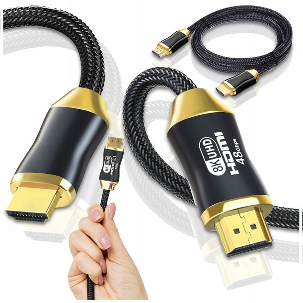 ﻿KABEL HDMI 8K 4K PREMIUM PRZEWÓD 3M 2.1 60HZ 120HZ FULL ULTRA HD HIGH SPEED