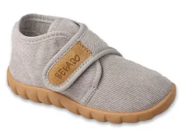 kapcie-dzieciece-befado-465p156-domowe-na-rzepy-szare-wysokie