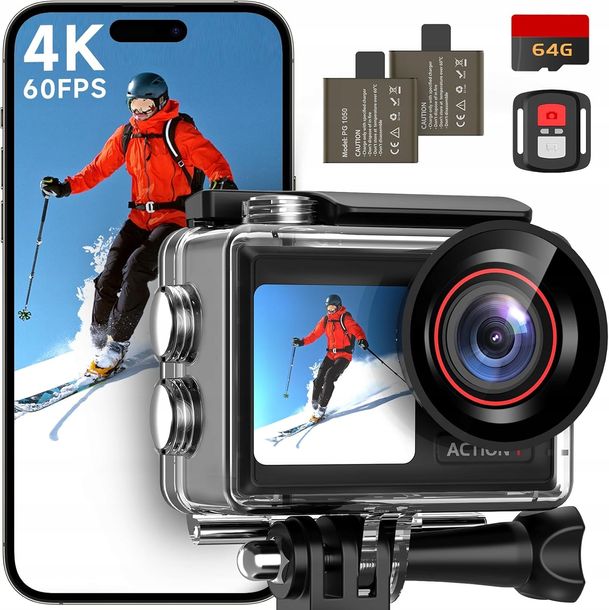 ZESTAW syndesmos Action Cam 4K 60FPS kamera sportowa podwodna 30MP 64 GB