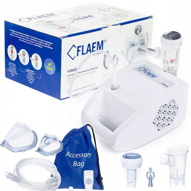 ﻿INHALATOR NEBULIZATOR TŁOKOWY FLAEM 4NEB 4 TRYBY INHALACJI 2 MASKI