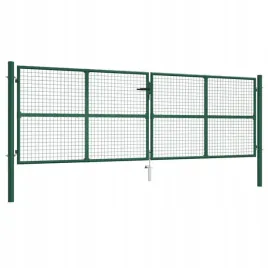 vidaxl-brama-ogrodzeniowa-z-siatki-stalowa-390-x-125-cm-zielona