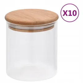 vidaxl-szklane-sloje-z-bambusowa-pokrywka-10-szt-600-ml