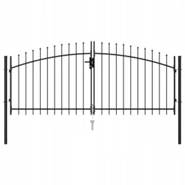 vidaxl-brama-dwuskrzydlowa-z-grotami-stalowa-3x125-m-czarna