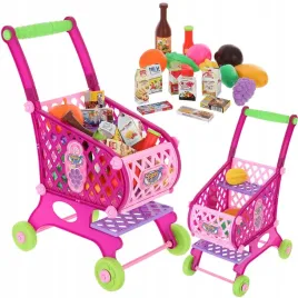 rozowy-wozek-na-zakupy-koszyk-do-supermarketu-z-akcesoriami