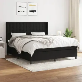 vidaxl-lozko-kontynentalne-z-materacem-czarne-tkanina-180x200-cm