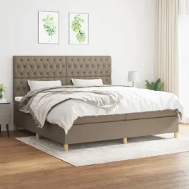 vidaxl-lozko-kontynentalne-z-materacem-taupe-tkanina-200x200-cm