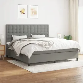 vidaxl-lozko-kontynentalne-z-materacem-ciemnoszara-tkanina-200x200-cm