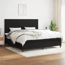 vidaxl-lozko-kontynentalne-z-materacem-czarne-tkanina-200x200-cm