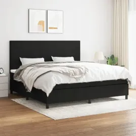 vidaxl-lozko-kontynentalne-z-materacem-czarne-tkanina-200x200-cm