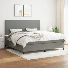 vidaxl-lozko-kontynentalne-z-materacem-ciemnoszara-tkanina-200x200-cm