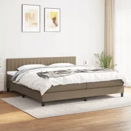 vidaxl-lozko-kontynentalne-z-materacem-taupe-tkanina-200x200-cm