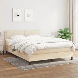 vidaxl-lozko-kontynentalne-z-materacem-kremowe-tkanina-140x190-cm