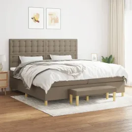 vidaxl-lozko-kontynentalne-z-materacem-taupe-tkanina-200x200-cm