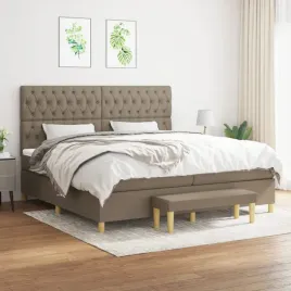 vidaxl-lozko-kontynentalne-z-materacem-taupe-tkanina-200x200-cm