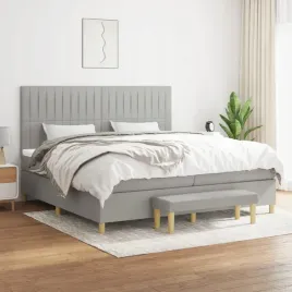vidaxl-lozko-kontynentalne-z-materacem-jasnoszare-tkanina-200x200-cm