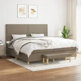 vidaxl-lozko-kontynentalne-z-materacem-taupe-tkanina-200x200-cm