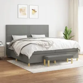 vidaxl-lozko-kontynentalne-z-materacem-ciemnoszara-tkanina-200x200-cm
