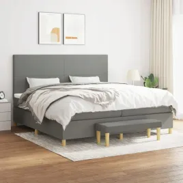 vidaxl-lozko-kontynentalne-z-materacem-ciemnoszara-tkanina-200x200-cm
