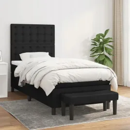 vidaxl-lozko-kontynentalne-z-materacem-czarne-tkanina-90x190-cm