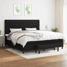 vidaxl-lozko-kontynentalne-z-materacem-czarne-tkanina-200x200-cm