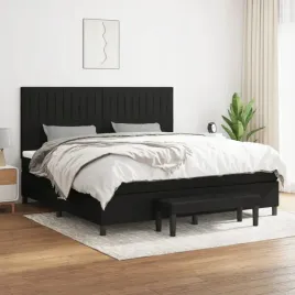 vidaxl-lozko-kontynentalne-z-materacem-czarne-tkanina-200x200-cm