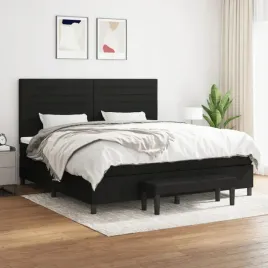 vidaxl-lozko-kontynentalne-z-materacem-czarne-tkanina-200x200-cm