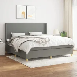 vidaxl-lozko-kontynentalne-z-materacem-ciemnoszara-tkanina-200x200-cm