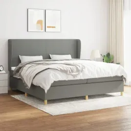 vidaxl-lozko-kontynentalne-z-materacem-ciemnoszara-tkanina-200x200-cm