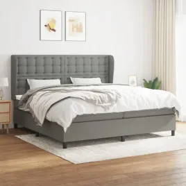 vidaxl-lozko-kontynentalne-z-materacem-ciemnoszara-tkanina-200x200-cm