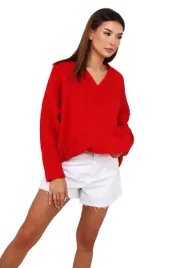 damski-sweter-warm-night-czerwony-melanz-oversize