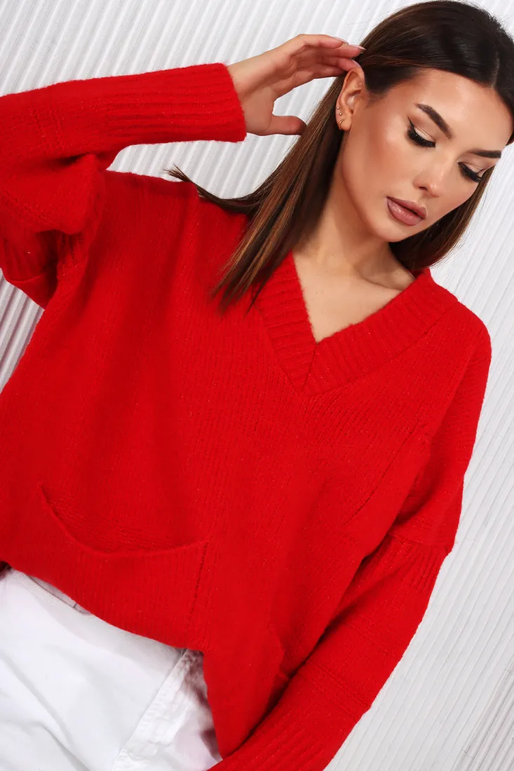 damski-sweter-warm-night-czerwony-melanz-oversize