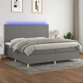 vidaxl-lozko-kontynentalne-z-materacem-ciemnoszara-tkanina-200x200cm