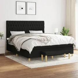 vidaxl-lozko-kontynentalne-z-materacem-czarne-tkanina-180x200-cm