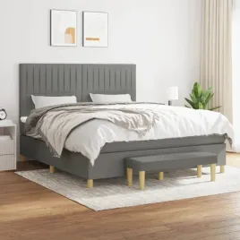 vidaxl-lozko-kontynentalne-z-materacem-ciemnoszara-tkanina-160x200-cm