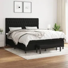 vidaxl-lozko-kontynentalne-z-materacem-czarne-tkanina-180x200-cm