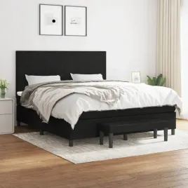 vidaxl-lozko-kontynentalne-z-materacem-czarne-tkanina-160x200-cm