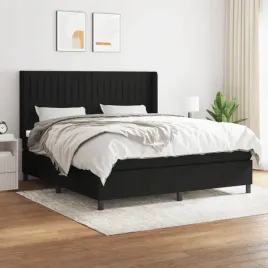 vidaxl-lozko-kontynentalne-z-materacem-czarne-tkanina-160x200-cm