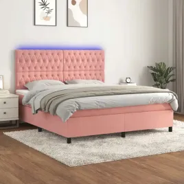 vidaxl-lozko-kontynentalne-z-materacem-i-led-rozowy-aksamit-160x200cm