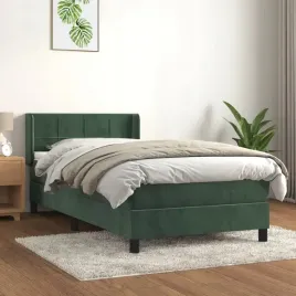 vidaxl-lozko-kontynentalne-z-materacem-zielone-aksamit-90x190-cm