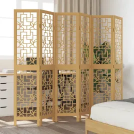 vidaxl-parawan-pokojowy-6-panelowy-brazowy-lite-drewno-paulowni