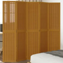 vidaxl-parawan-pokojowy-5-panelowy-brazowy-lite-drewno-paulowni