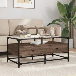 vidaxl-stolik-kawowy-ze-szklanym-blatem-brazowy-dab-985x50x45-cm